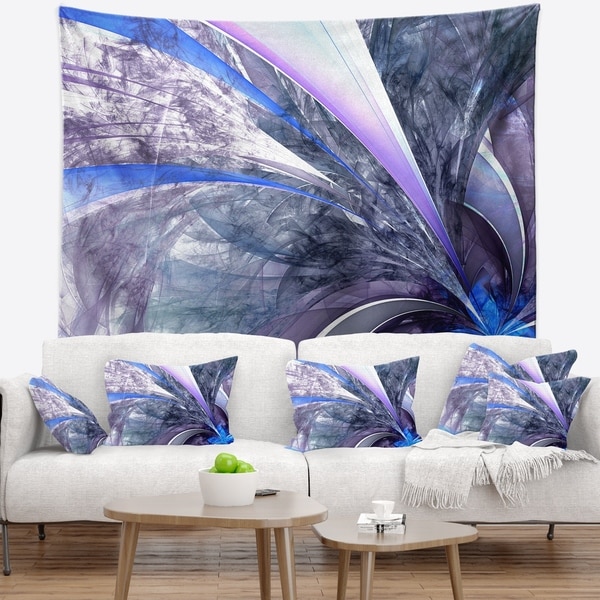 Designart 'Bright Blue Fractal Flower Design' Floral Wall Tapestry
