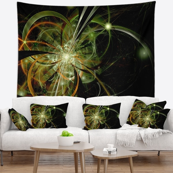 Designart 'Soft Yellow Fractal Flower Design' Floral Wall Tapestry