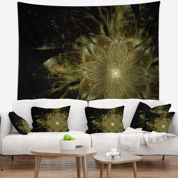 Designart 'Light Brown Symmetrical Fractal Flower' Floral Wall Tapestry