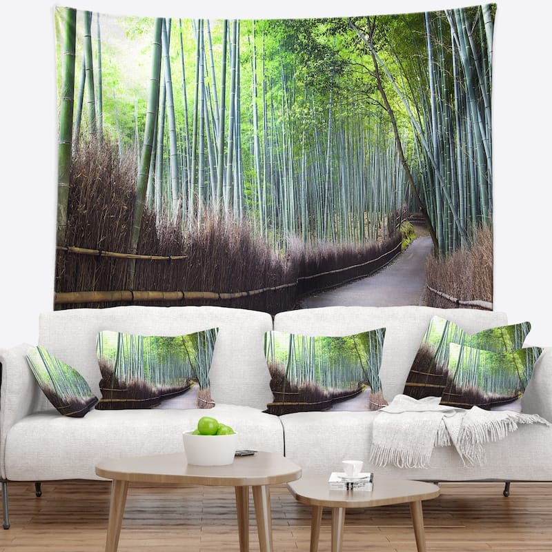 Designart 'Kyoto Bamboo Forest Pathway' Forest Wall Tapestry - Bed Bath ...