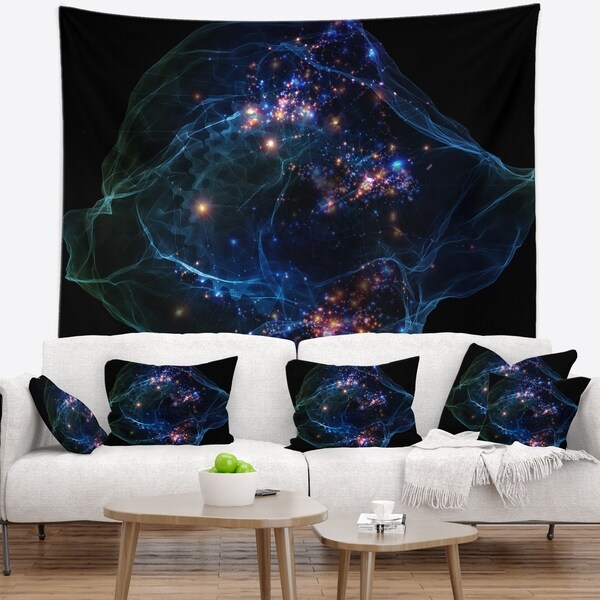 Designart 'Blue Lights of Network' Abstract Wall Tapestry