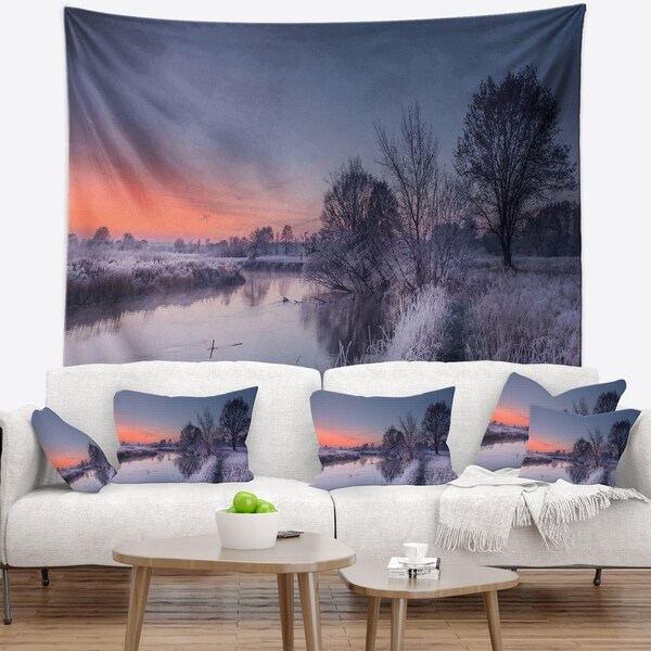 Designart 'Frosty Fall Morning Panorama' Landscape Wall Tapestry