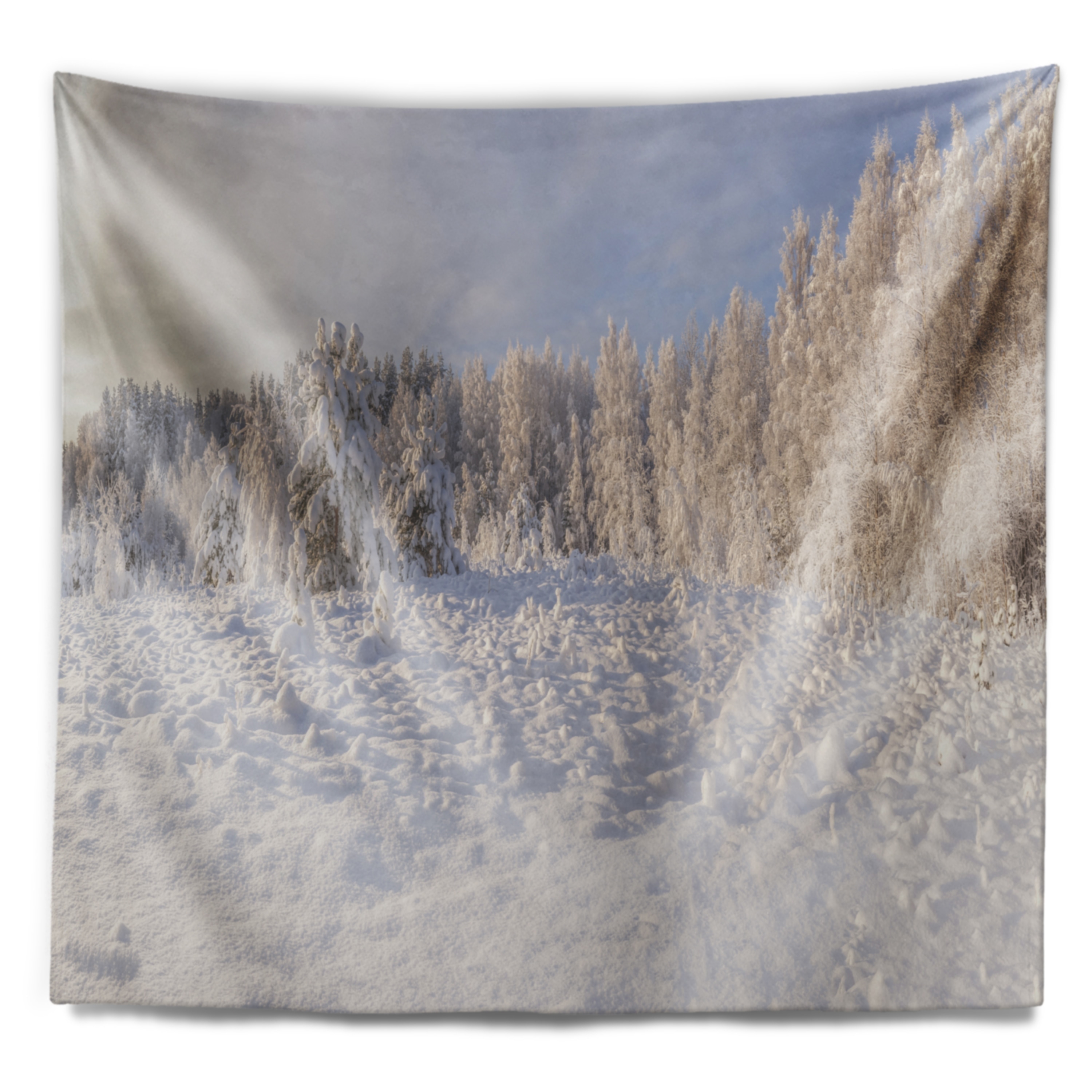 Designart 'Wood Winter Glade' Landscape Wall Tapestry  Small