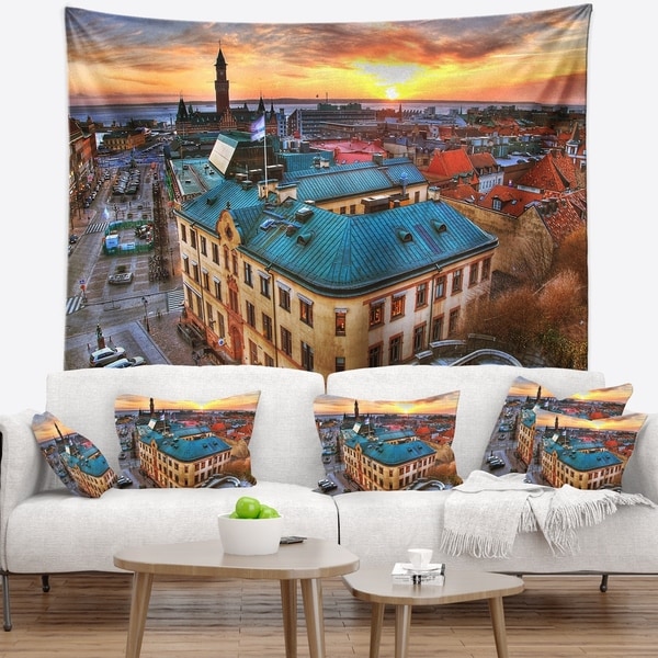 Designart 'Colorful City Landscape' Cityscape Wall Tapestry