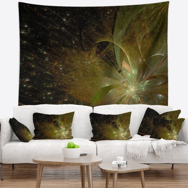Designart 'Light Golden Symmetrical Fractal Flower' Floral Wall Tapestry