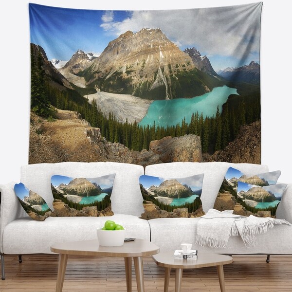 Designart 'Peyto Lake Glacial Panorama' Landscape Wall Tapestry