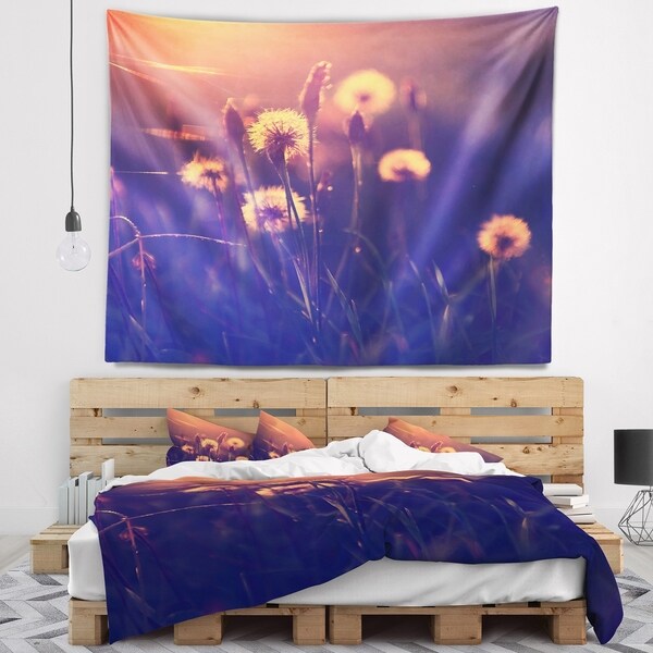 Designart 'Vintage Photo Of Dandelion Garden' Floral Wall Tapestry