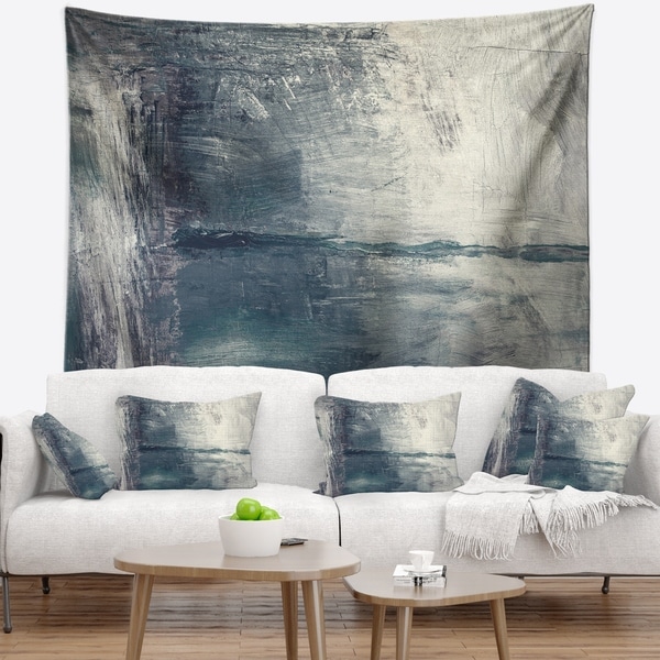 Designart 'Grey Abstract Pattern Oil Painting' Abstract Wall Tapestry