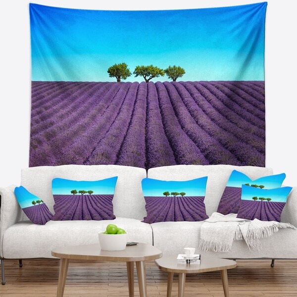 Designart 'Lavender Flowers and Uphill Green Trees' Landscape Wall Wall Tapestry