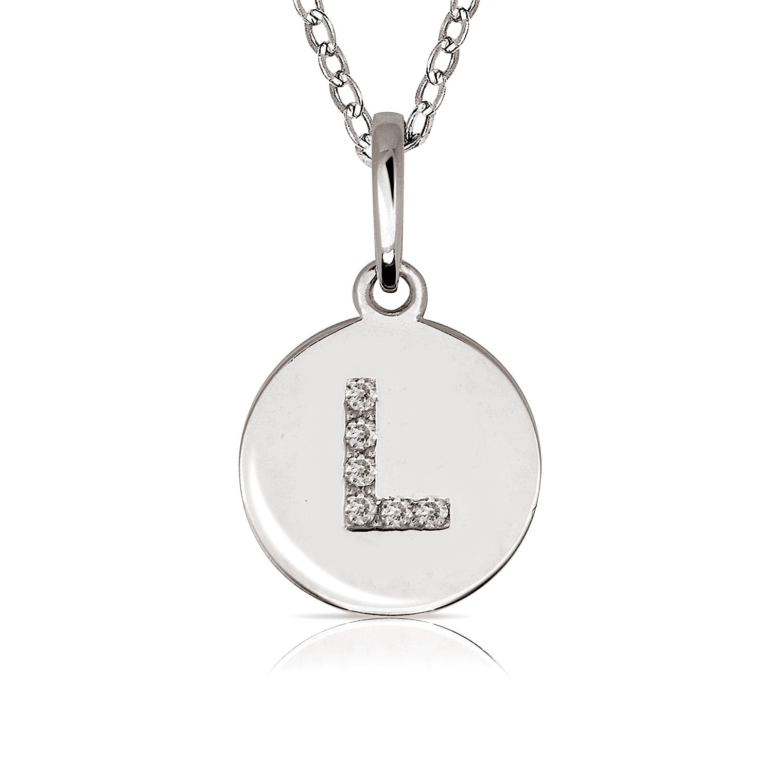 14k Rose Gold Cubic Zirconia Initial Disc Pendant Necklace