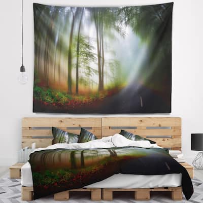 Designart 'Fall Landscape in the Forest' Landscape Wall Tapestry