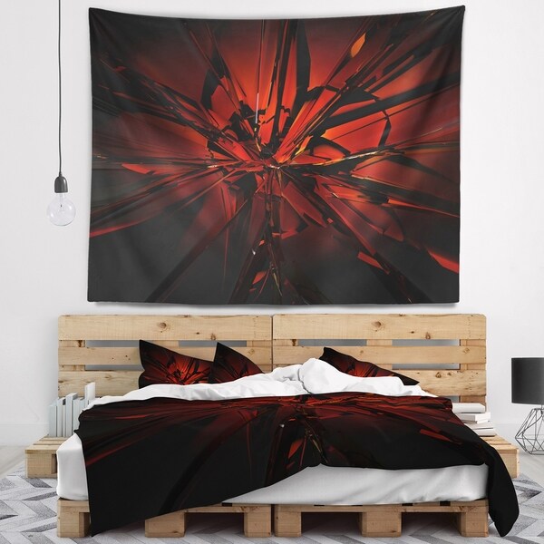 Designart 'Beautiful Red 3D Crystal Design' Abstract Wall Tapestry