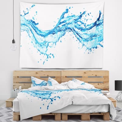 Designart 'Blue Water Splashes' Abstract Wall Tapestry