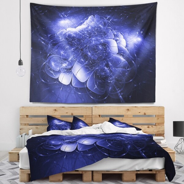 Designart 'Alien Mystical Flower Blue' Floral Wall Tapestry