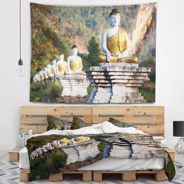 Designart 'Beautiful Row of Buddha Statues' Landscape Wall Tapestry