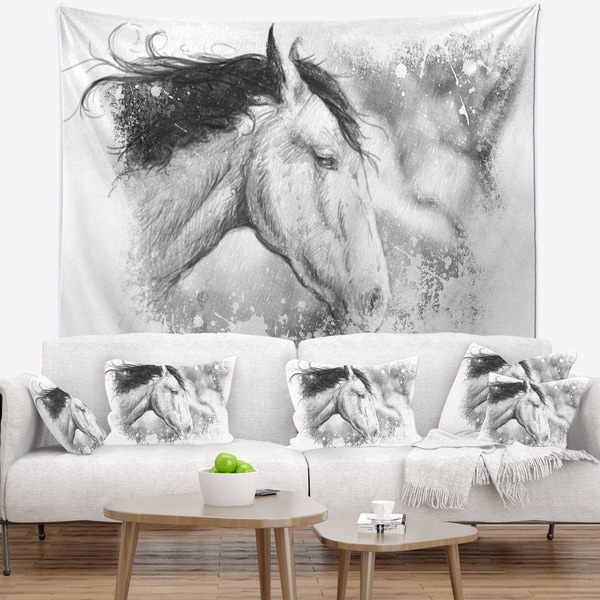 Designart 'Horse Tattoo Art' Animal Wall Tapestry