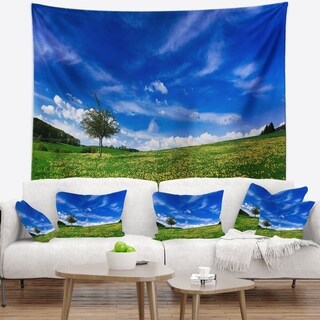 Designart 'Spring Landscape Green Fields' Landscape Wall Tapestry - Bed ...