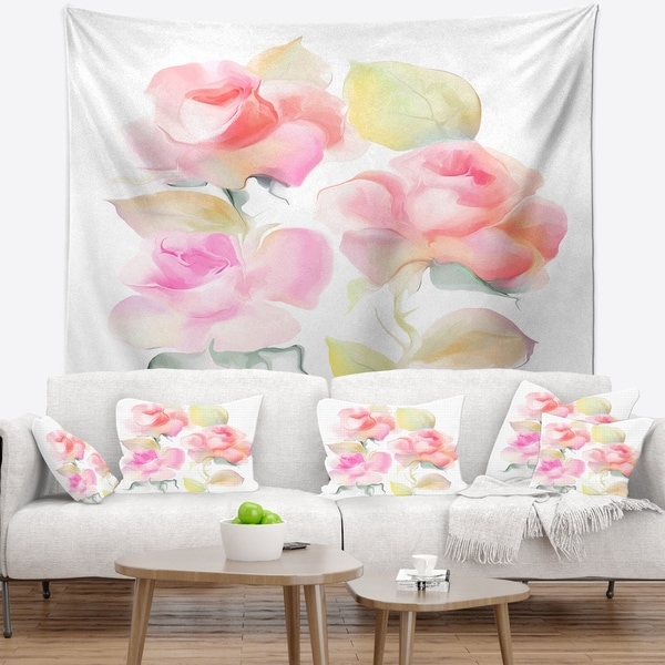 Designart 'Beautiful Pink Rose Flowers' Animal Wall Tapestry