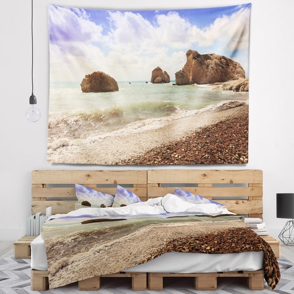 Designart 'Amazing Aphrodite s Rock in Cyprus' Seascape Wall Tapestry