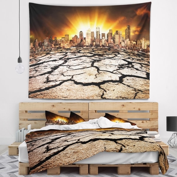 Designart 'City with Effect of Climate Change' Landscape Wall Tapestry