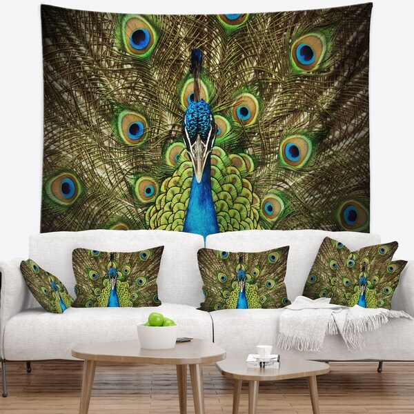 Designart 'Grand Peacock' Animal Wall Tapestry