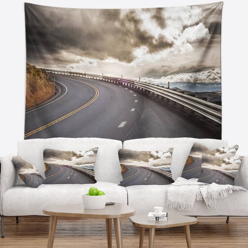 Designart 'Sky Road Curve Landscape' Photography Wall Tapestry - Bed ...