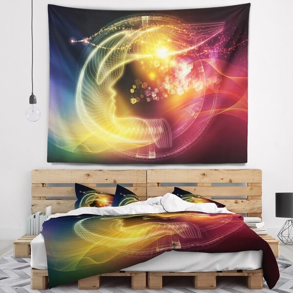 Designart 'Illuminating Human Head Fractal' Abstract Wall Tapestry