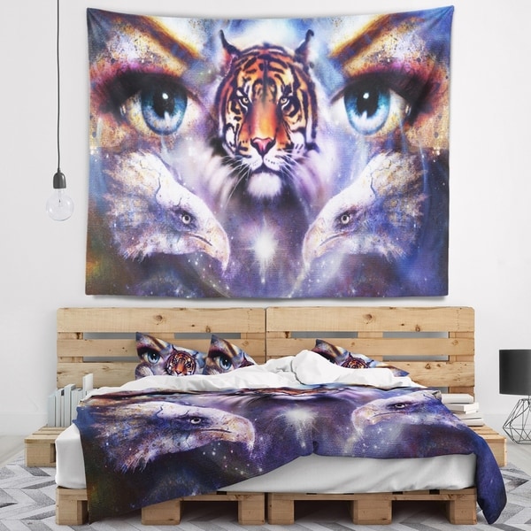 Designart 'Tiger with Woman Eyes' Animal Wall Tapestry