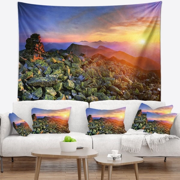 Designart 'Bright Sun in Carpathian Mountains' Landscape Photography Wall Tapestry