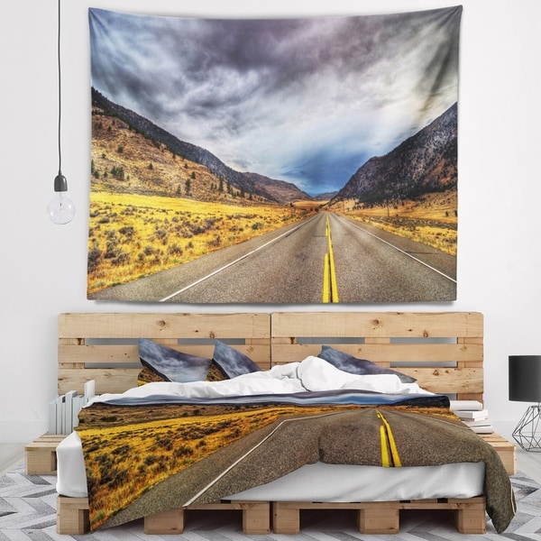 Designart 'Mountain Desert Highway British Columbia' Landscape Wall Tapestry