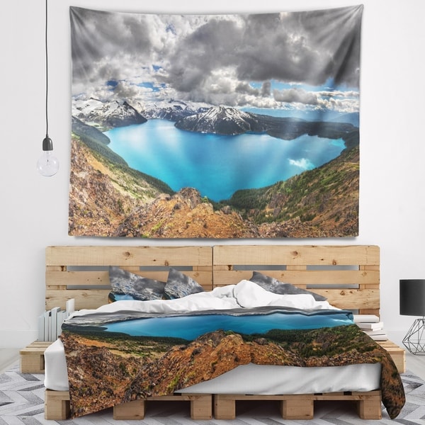 Designart 'Lake Surrounded by Mountains' Landscape Wall Tapestry