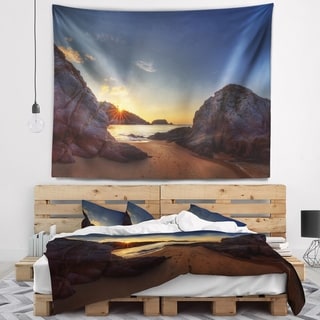 Designart 'Hills in Beautiful Mountain Beach' Landscape Wall Tapestry ...