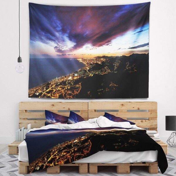 Designart 'Barcelona Skyline Panorama' Cityscape Wall Tapestry