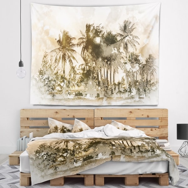 Designart 'Dark Palms at Sunset' Landscape Wall Tapestry