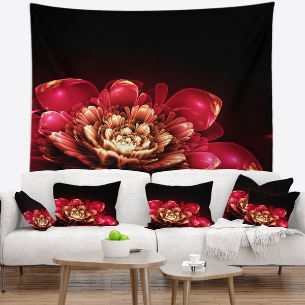 Designart 'Fractal Pink Flower' Floral Wall Tapestry
