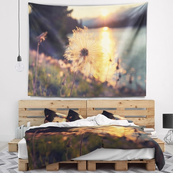 Designart 'Arctic Cotton Flowers At Sunset' Floral Wall Tapestry