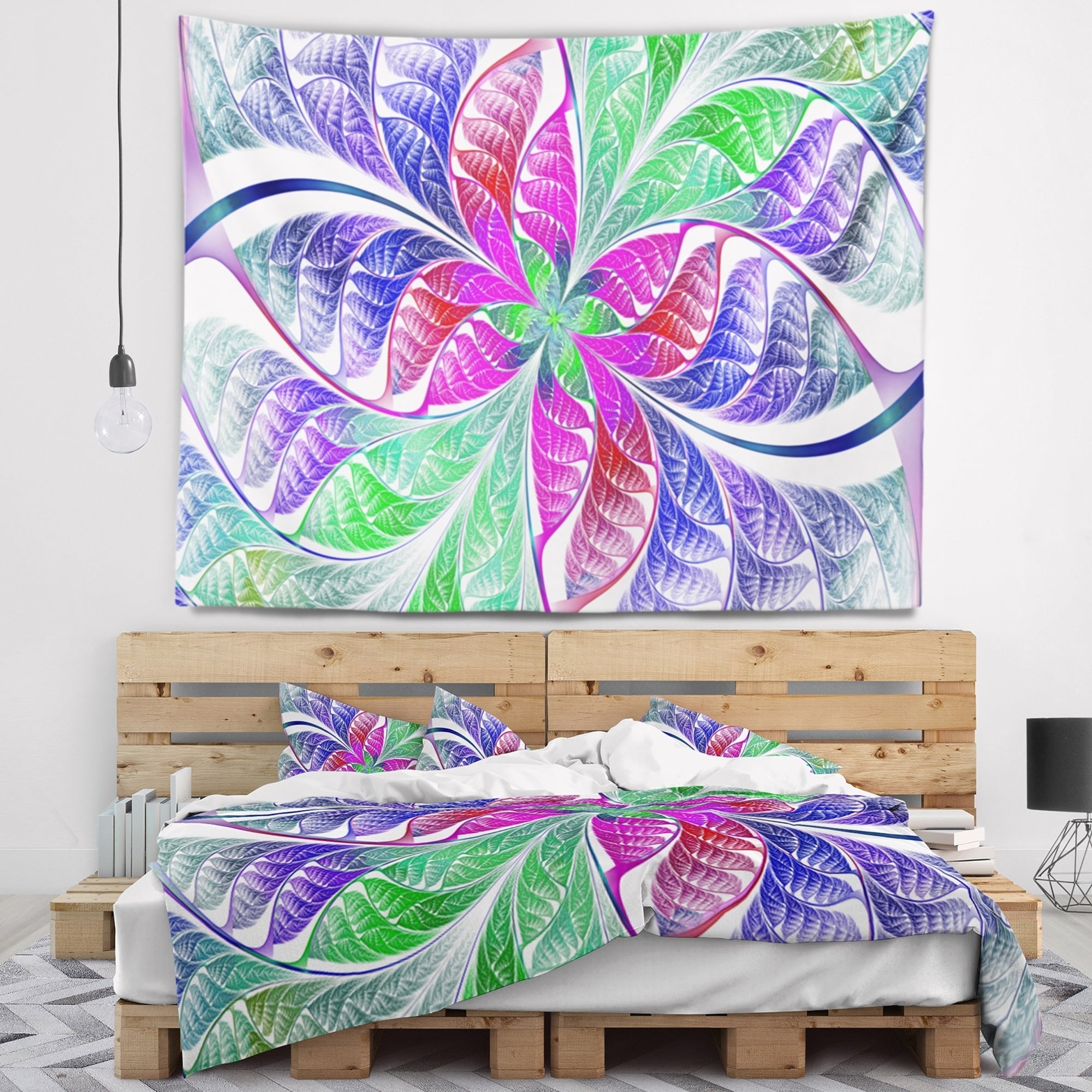Designart 'Flower like Fractal Stained Glass' Abstract Wall Tapestry