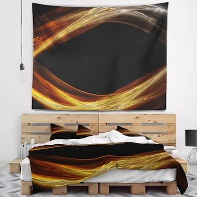 Designart 'Red Golden Shapes in Black' Abstract Wall Tapestry