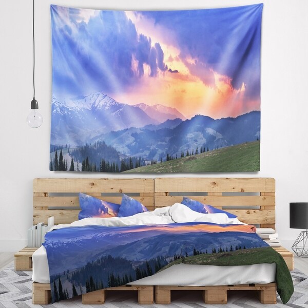 Designart 'Sunny Spring Evening Panorama' Landscape Wall Wall Tapestry