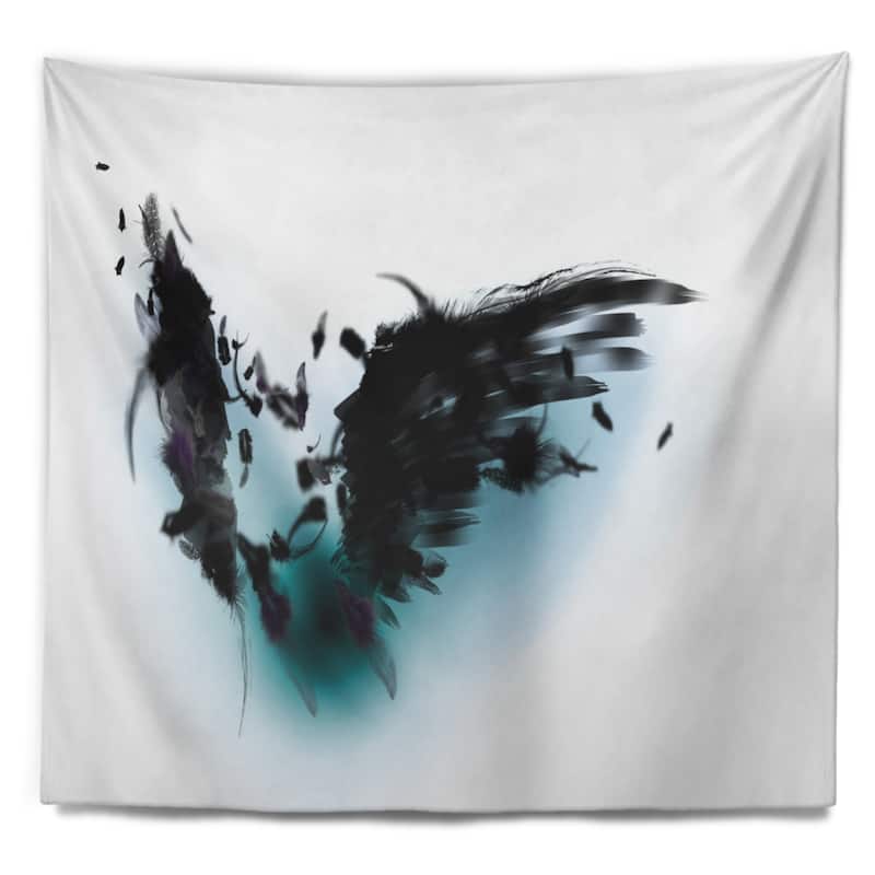 Designart 'Black Wings' Abstract Wall Tapestry