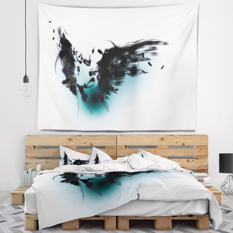 Designart 'Black Wings' Abstract Wall Tapestry