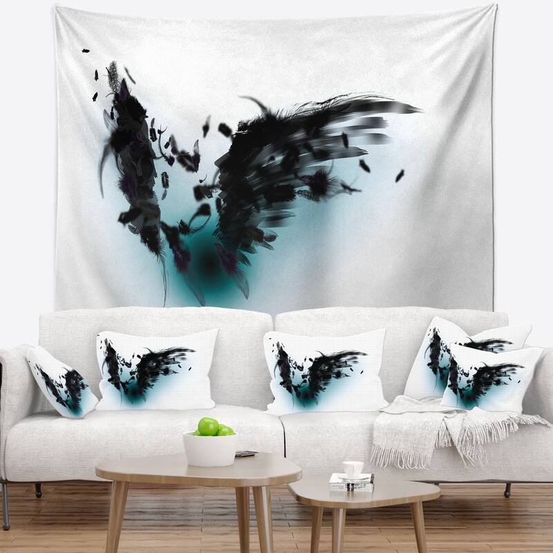 Designart 'Black Wings' Abstract Wall Tapestry