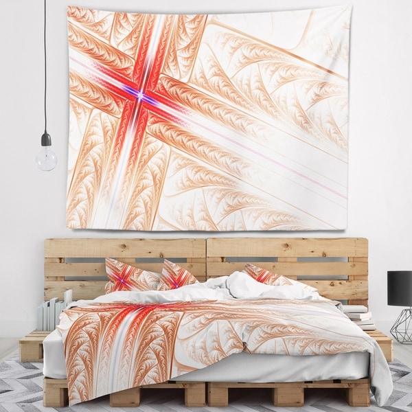 Designart 'Red Fractal Cross Design' Abstract Wall Tapestry
