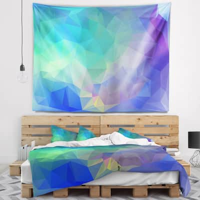 Designart 'Light Blue Polygonal Mosaic Pattern' Abstract Wall Tapestry