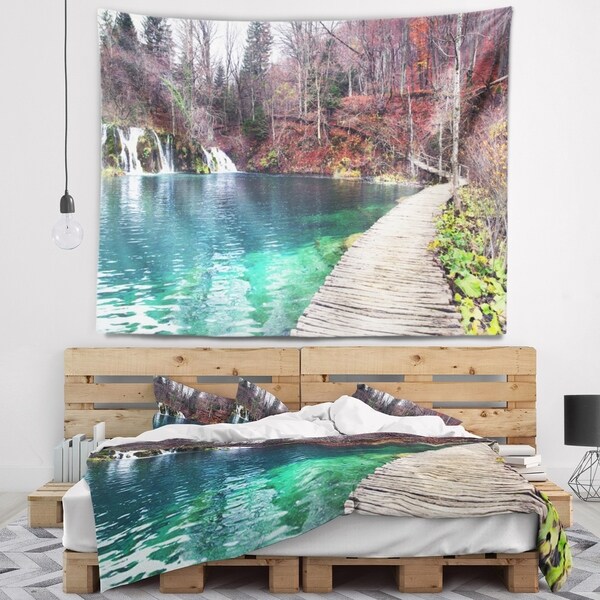 Designart 'Plitvice Lakes National Lark' Landscape Photography Wall Tapestry