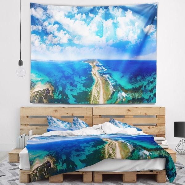 Designart 'Blue Fort Nepean Road from Helicopter' Landscape Wall Tapestry