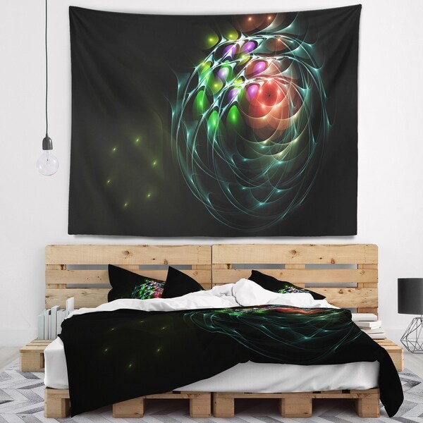 Designart 'Green 3D Surreal Fractal Design' Abstract Wall Tapestry