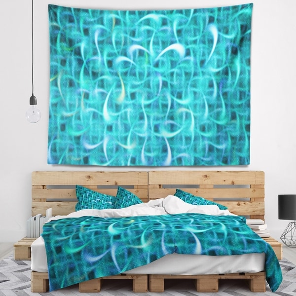Designart 'Turquoise Watercolor Fractal Pattern' Abstract Wall Tapestry