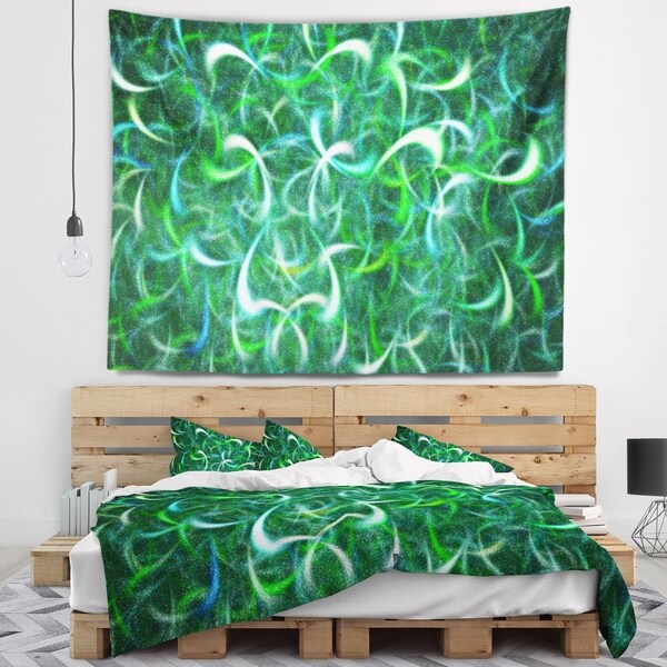 Designart 'Dark Green Watercolor Fractal Art' Abstract Wall Tapestry