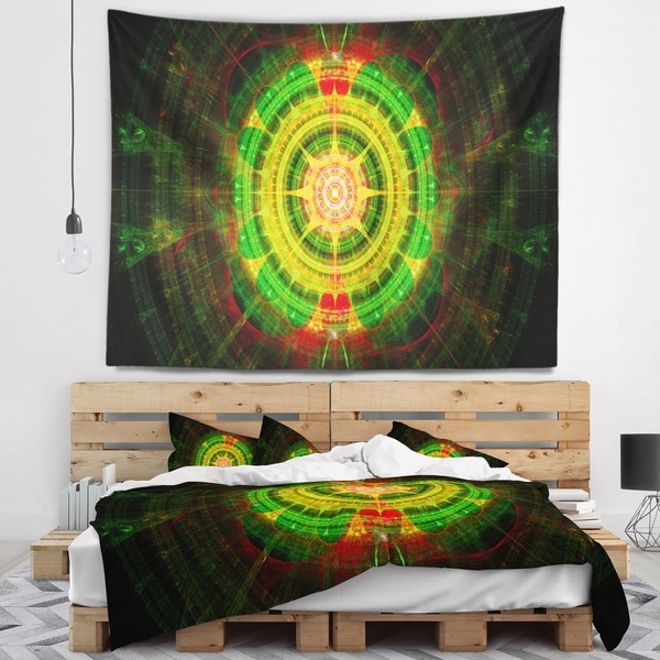 Designart 'Bright Green Fractal Sphere' Abstract Wall Tapestry